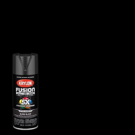Short Cuts Krylon Fusion All-In-One Gloss Black Paint+Primer Spray Paint 12 oz K02702007